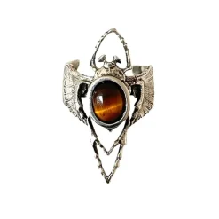Bague Beetle Argentée Oeil de Tigre