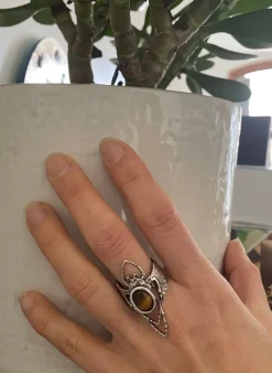 Bague Beetle Argentée Oeil de Tigre