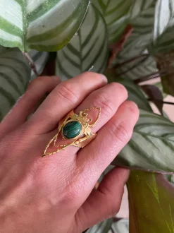 Bague Beetle Dorée Malachite