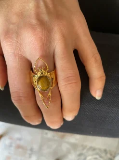 Bague Beetle Dorée Oeil de Tigre
