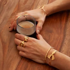 Bague Crocodile Ginkgo Dorée
