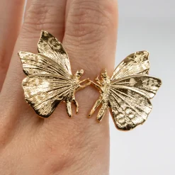 Bague Double Petit Papillon Dorée