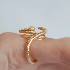 Bague Double Snake Dorée