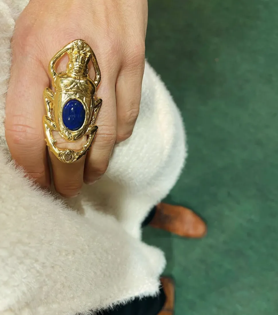 Bague Oscar Dorée Lapis Lazuli