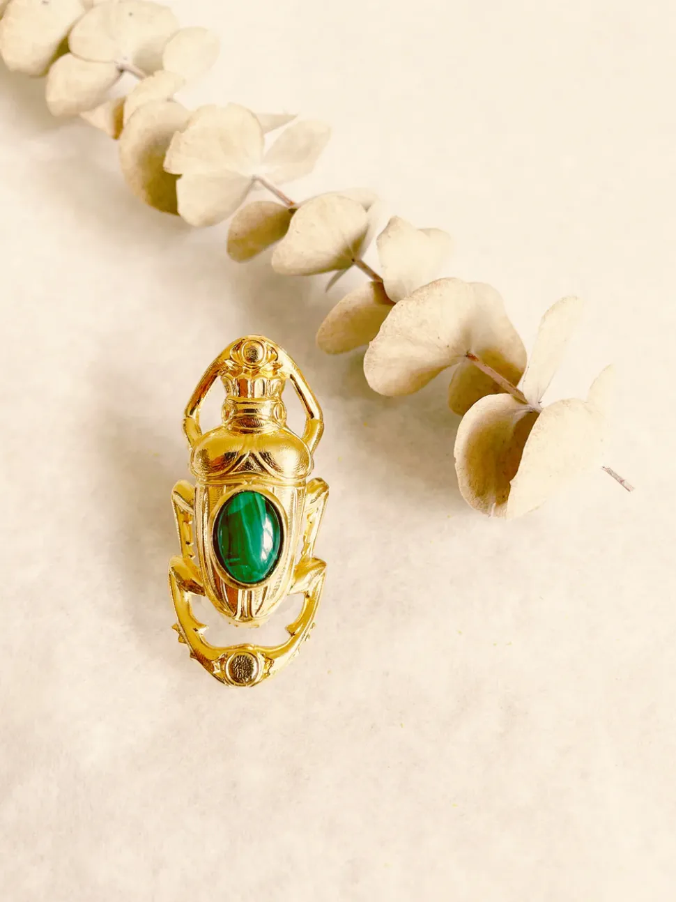 Bague Oscar Dorée Malachite