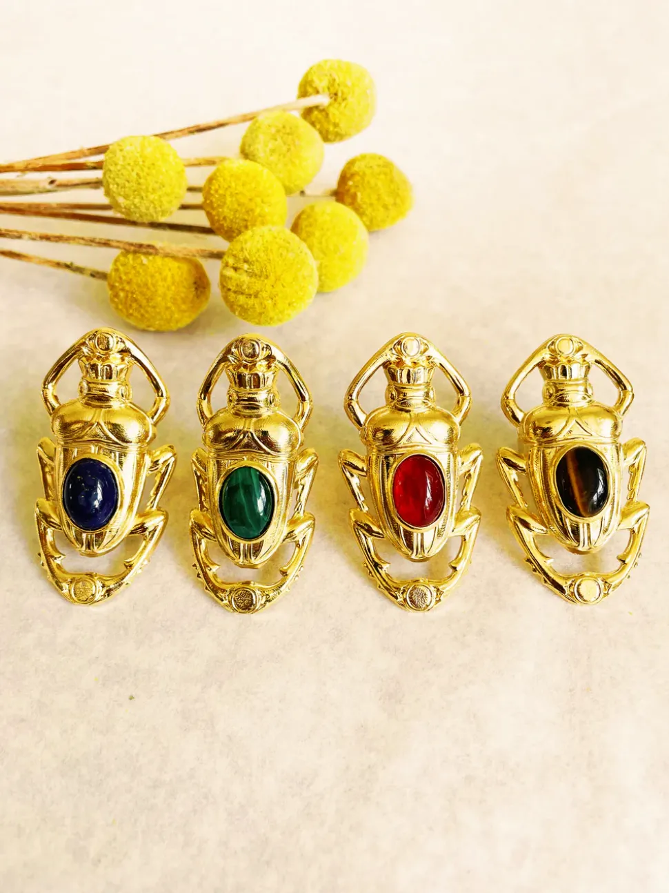 Bague Oscar Dorée Malachite