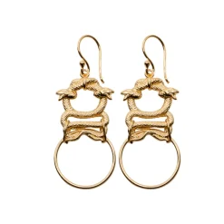 Boucles d'Oreilles 2 Serpents Dorées