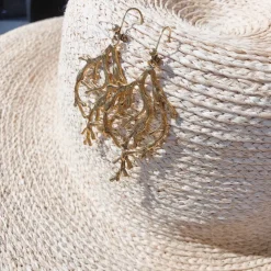Boucles d'oreilles Algue Dorées