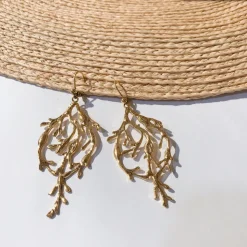 Boucles d'oreilles Algue Dorées
