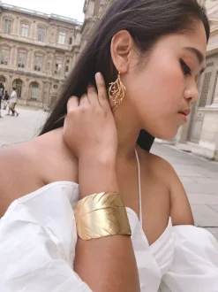 Boucles d'oreilles Algue Dorées