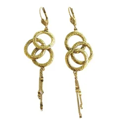BOUCLES D'OREILLES ANNEAUX ET CHAINE DOREES
