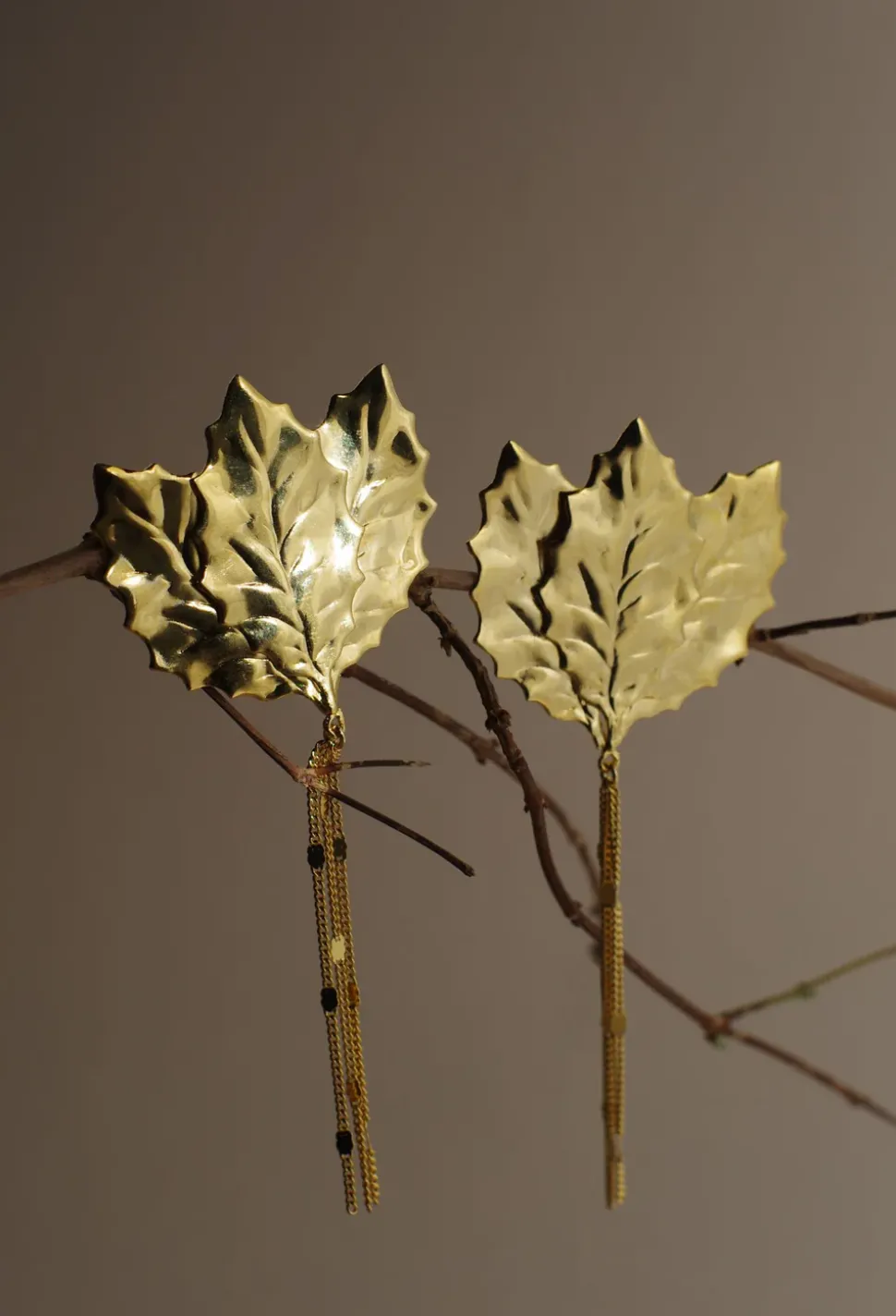Boucles d'oreilles Austine Feuilles Dorées