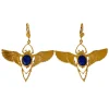 Boucles d'oreilles Beetle Dorées Lapis Lazuli Bleu