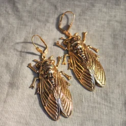 Boucles d'Oreilles Cicadas Dorées