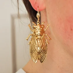 Boucles d'Oreilles Cicadas Dorées