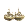 Boucles d'Oreilles Corail Lune Dorées