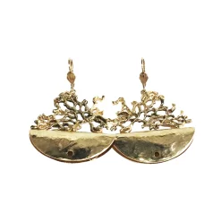 Boucles d'Oreilles Corail Lune Dorées