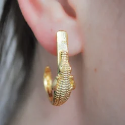 Boucles d'oreilles Crocodile Dorées