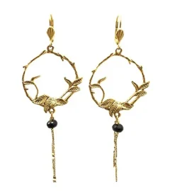 Boucles d'Oreilles Créole en Fleur Dorées