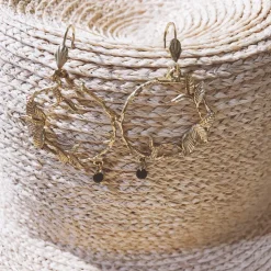 Boucles d'Oreilles Créole en Fleur Dorées