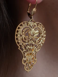 Boucles d'oreilles Cœur Filigrane Dorées