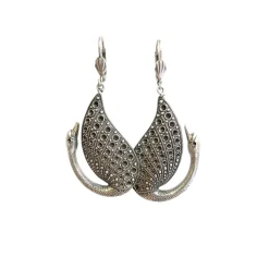 Boucles d'Oreilles Cygne Argentées