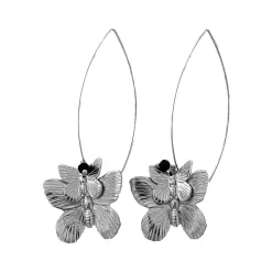 Boucles d'oreilles Double Papillon Argentées