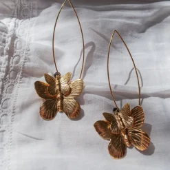 Boucles d'oreilles Double Papillon Dorées