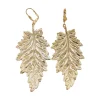 Boucles d'Oreilles Feuille de Bouleau Dorée