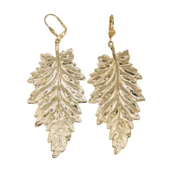 Boucles d'Oreilles Feuille de Bouleau Dorée
