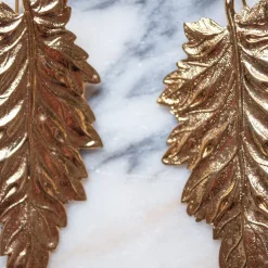 Boucles d'Oreilles Feuille de Bouleau Dorée