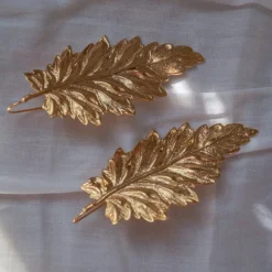 Boucles d'Oreilles Feuille de Bouleau Dorée