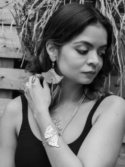 Boucles d'Oreilles Feuille de Ginkgo