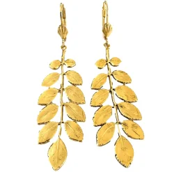 Boucles d'oreilles Feuille d'Acacia Dorées
