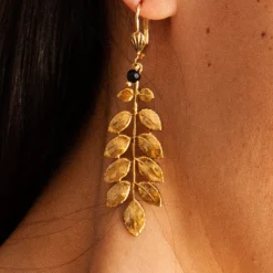 Boucles d'oreilles Feuille d'Acacia Dorées