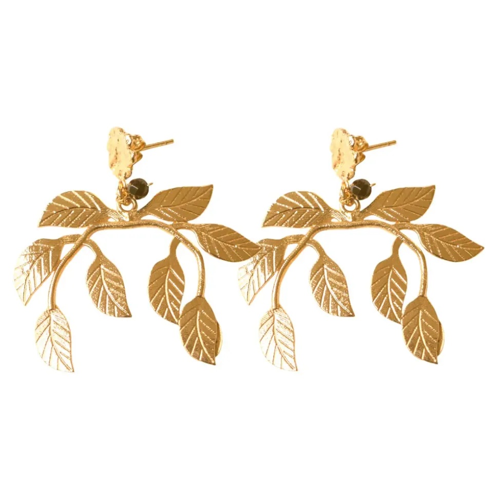 Boucles d'Oreilles Laurier Dorées