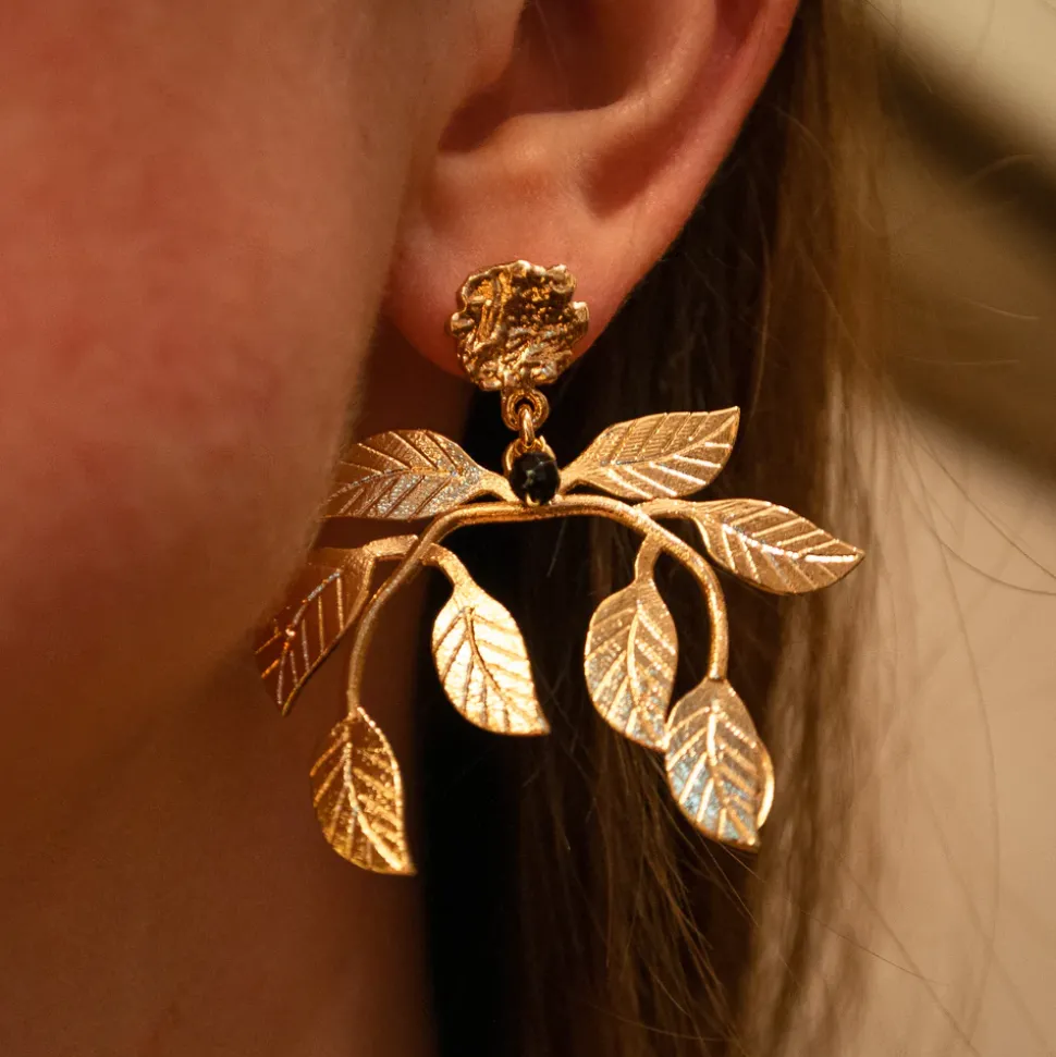 Boucles d'Oreilles Laurier Dorées
