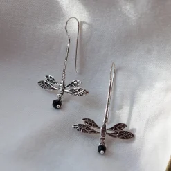 Boucles d'Oreilles Libellule Onyx