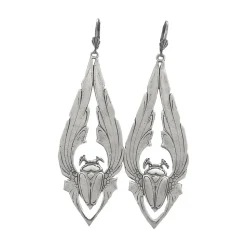 Boucles d'Oreilles Long Scarabée Argentées