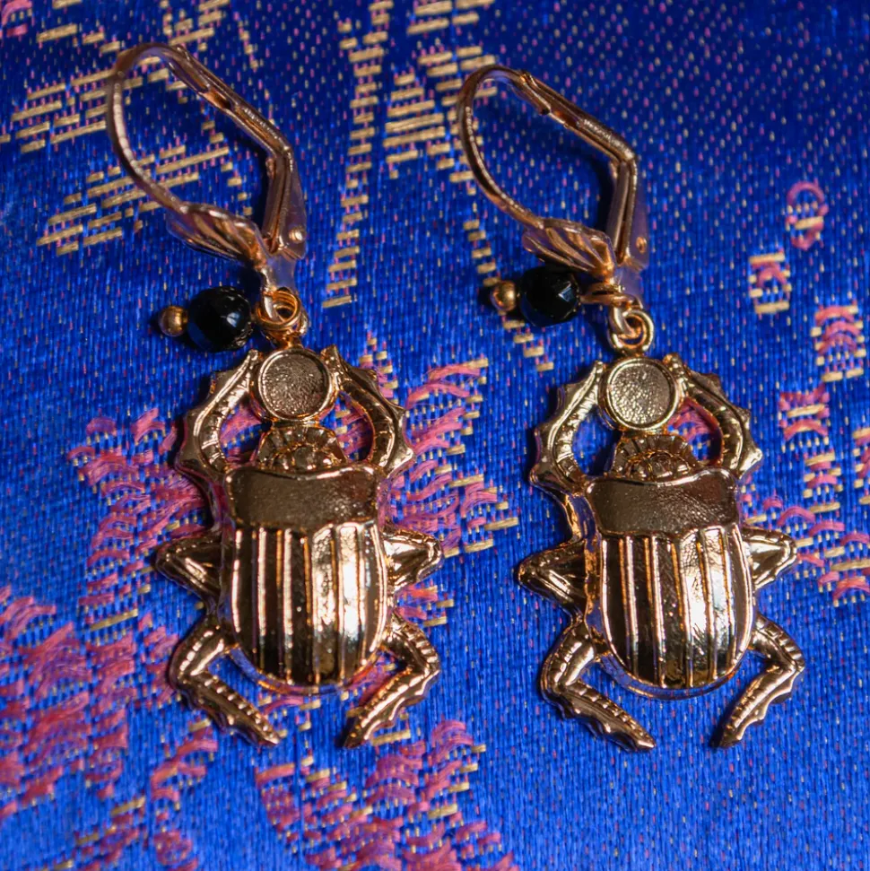Boucles d'oreilles Mini Scarabée dorées