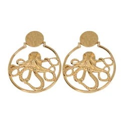 Boucles d'Oreilles Octopus Dorées