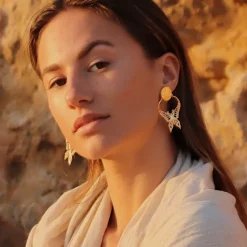 Boucles d'Oreilles Papillon Charme Dorées