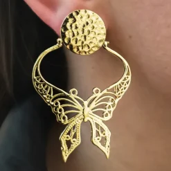 Boucles d'Oreilles Papillon Charme Dorées