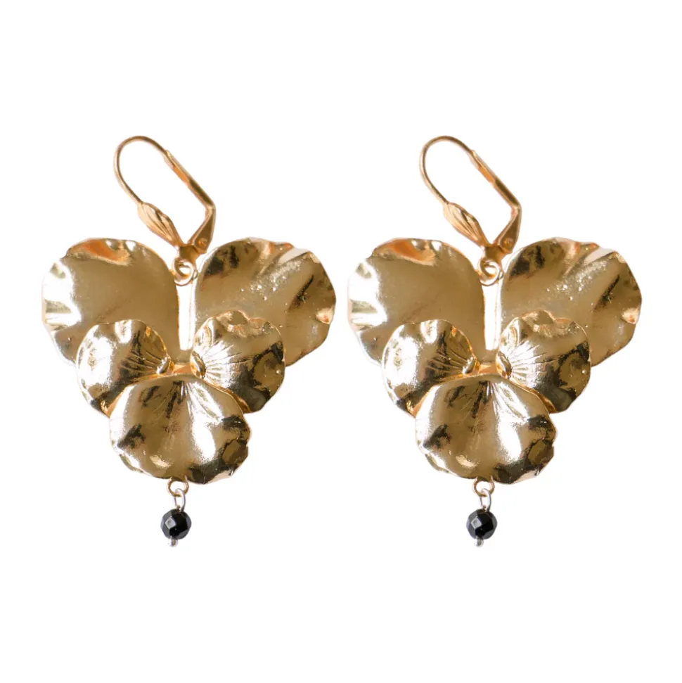 Boucles d'Oreilles Pensée Dorées