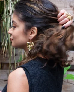 Boucles d'Oreilles Pensée Dorées