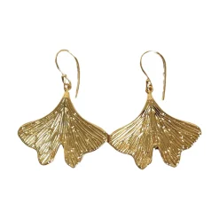 Boucles d'Oreilles Petite Feuille de Ginkgo Dorées