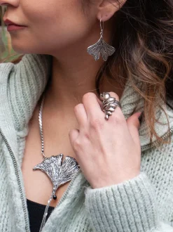 Boucles d'Oreilles Petite Feuille de Ginkgo