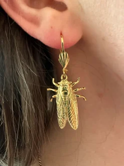 Boucles d'oreilles Petite Cigale Cica dorées