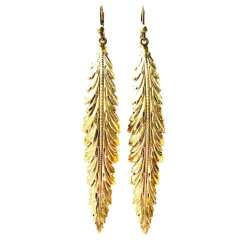 Boucles d'Oreilles Plume Coco Dorées