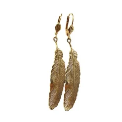 BOUCLES D'OREILLES PLUME DOREES